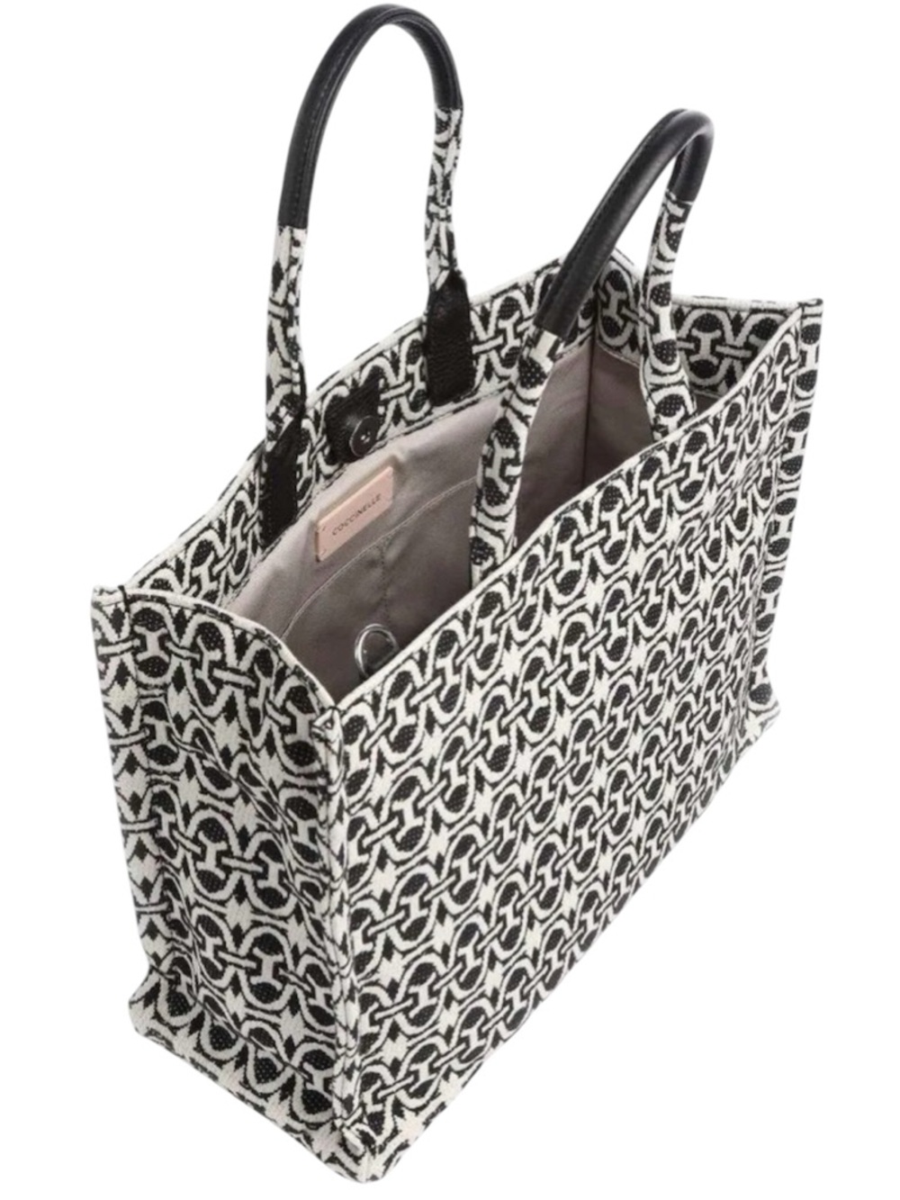 LIKE NEW Coccinelle Never Without Monogram Jacquar Tote in Multi/Noir - Picture 4 of 16